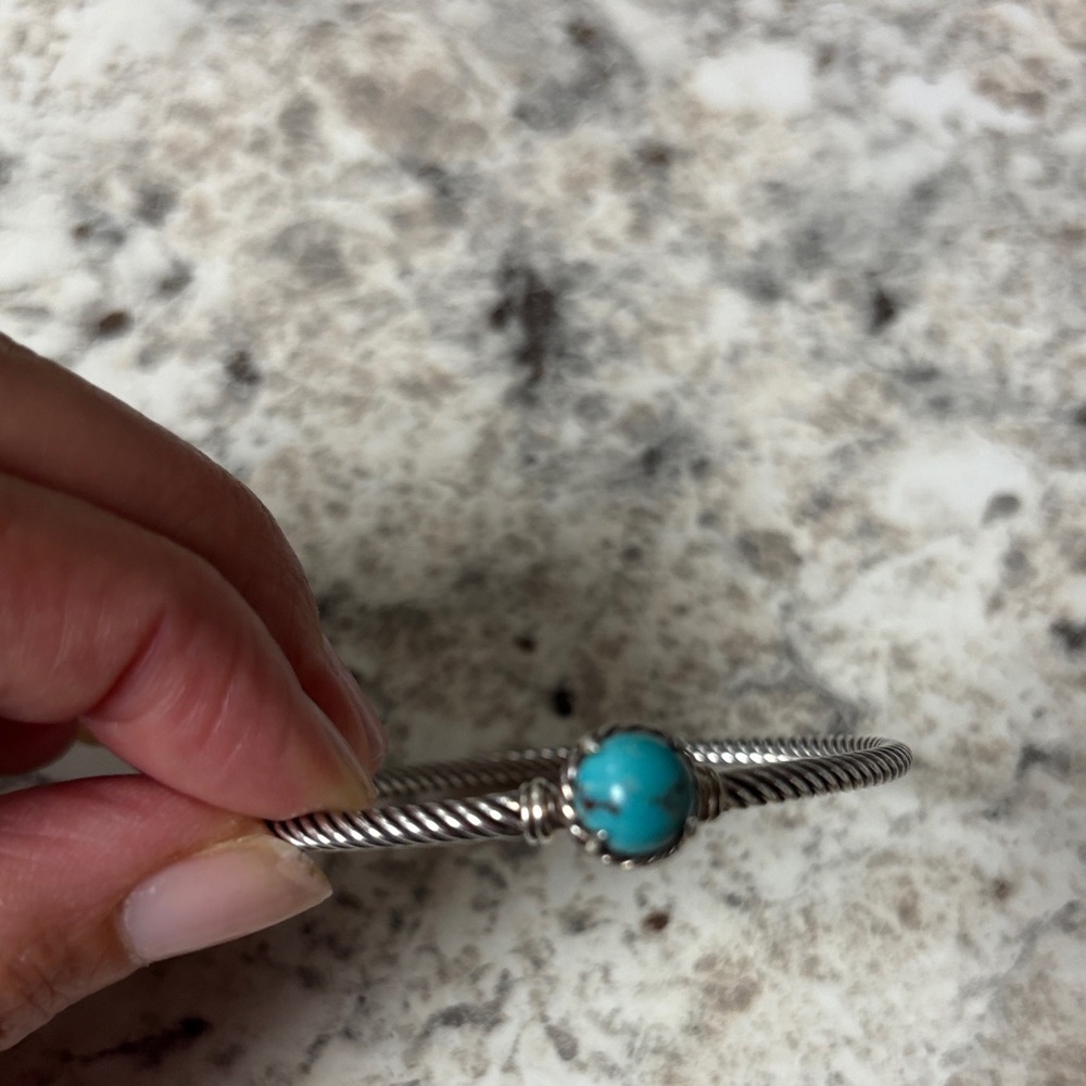 David Yurman Silver Bracelet with Turquoise Accent